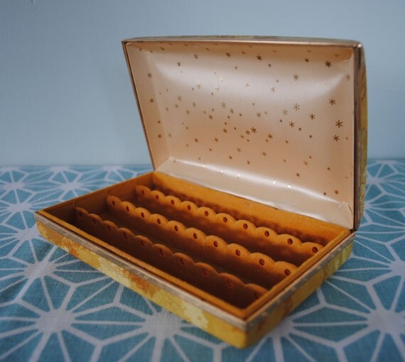 Vintage Earring Box with Gold and Yellow