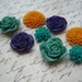 Cabochon Flowers / 8 pc Orange Purple Turquoise Flowers / Resin Dahlia Mum Rose