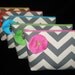 Bridesmaids Set of 5 Chevron Make Up/Cosmetic Jeweled bags purses, Ready to Ship, handmade