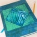 Journal Cover - Quilted Notebook Cover in Cerulean Blue, Aqua, Jade Green Hand Painted and Dyed Fabric