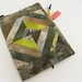 Composition Notebook Cover, Quilted Journal Cover - Earth Tones in Strip Pieced Hand Dyed Fabric