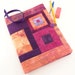 Composition Notebook Cover, Quilted Journal in Plum, Magenta, and Peach Hand Dyed Fabrics