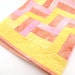 Baby Girl Quilt - Rail Fence Crib or Cot Bedding - Fabric Wall Hanging in Hand Dyed Yellow, Pink and Peach