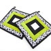 Quilted Pot Holders - Chartreuse Green, Black and White Fabric Hot Pads