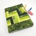Quilted Composition Notebook, Fabric Journal Cover in Forest, Chartreuse, and Golden Green Hand Dyed Fabric