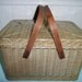 Vintage Tin Metal Picnic Basket with Wooden Handles - Vintage Travel Trailer Decor