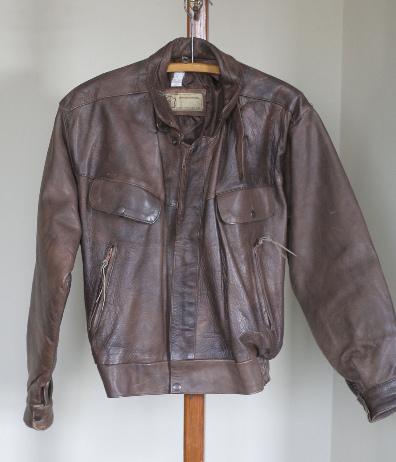 vintage leather flight jacket mens
