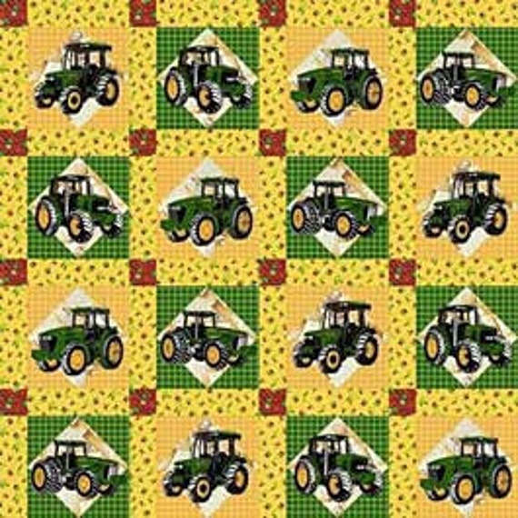 John Deere Tractor Patchwork Cotton Fabric by the by weiselect