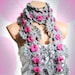 Gray Pink Neckwarmer, Crochet Women Scarf... fashion,autumn,Holiday Accessories, Personalized Design. Neckwarmer, scarflette...
