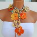 Hand made crochet colorful Flower Lariat Scarf. Fashion Flower Scarves, Necklace... Multicolor lariat scarf for spring