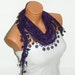 Personalized Design purple Scarf. Turkish Fabric Fringed Guipure Scarf ..bandana,headband,wedding,bridal,authentic, romantic,