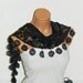 Personalized Design Black Scarf. Turkish Fabric Fringed Guipure Scarf ..bandana,headband,wedding,bridal,authentic, romantic,