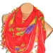 RED Multicolor Turkish Yemeni OYA Scarf ..bridal,scarf,authentic, romantic, elegant, fashion, personalized design...