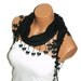 Personalized Design black Scarf. Turkish Chiffon Fabric Fringed Guipure Scarf ..bandana,headband,wedding,bridal,authentic, romantic,