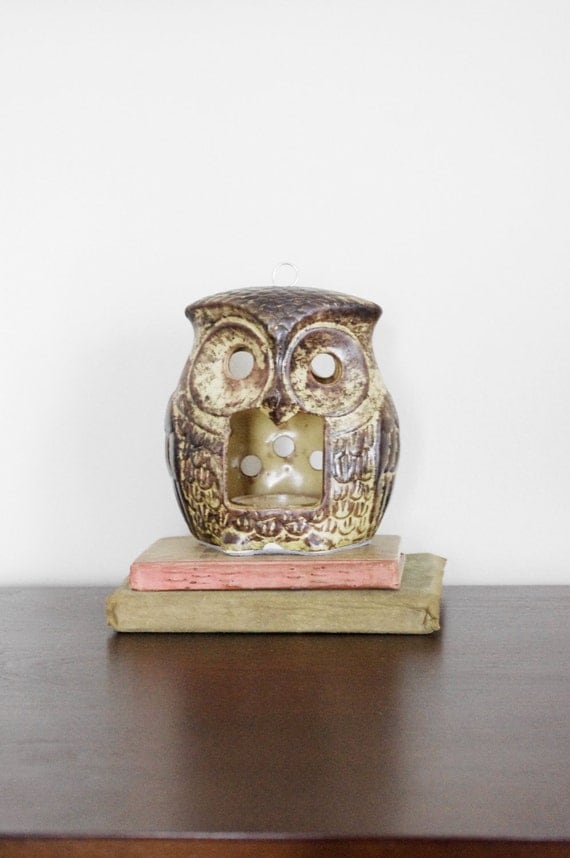 Ceramic Owl Candle Holder by ThisCharmingManCave on Etsy
