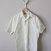 Men's Short Sleeve Shirt - Vintage Light Yellow Montgomery Ward Polyester Button Up - Size Medium - Father's Day