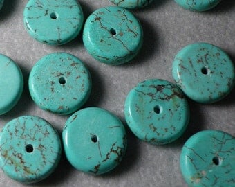 Turquoise Howlite Heishi Disc Beads 12mm to 14mm
