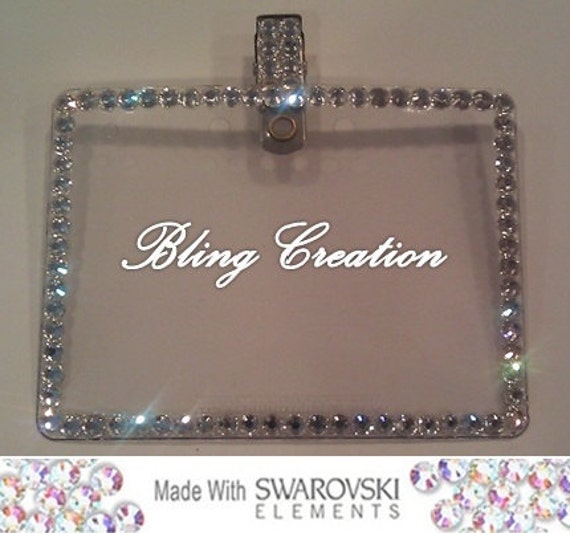 CLEAR Swarovski Crystal Bling Name Badge/Tag by BlingCreation