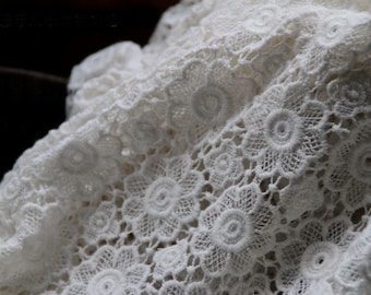 Silver Lace Fabric Crocheted Gowns Embroidered Flowers