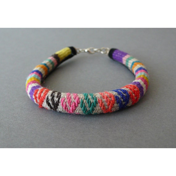Colorful woven Peruvian fabric bracelet Qty. 1 Bracelet
