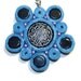 Flower Pendant - Paper and Beads - Blue with Black Petals