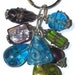 beaded keychain - turquoise, purple and green glass beads