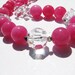 Hot neon pink necklace. Chunky rock crystal. Sterling silver nuggets. Big bold beads. Colorful beaded jewelry.