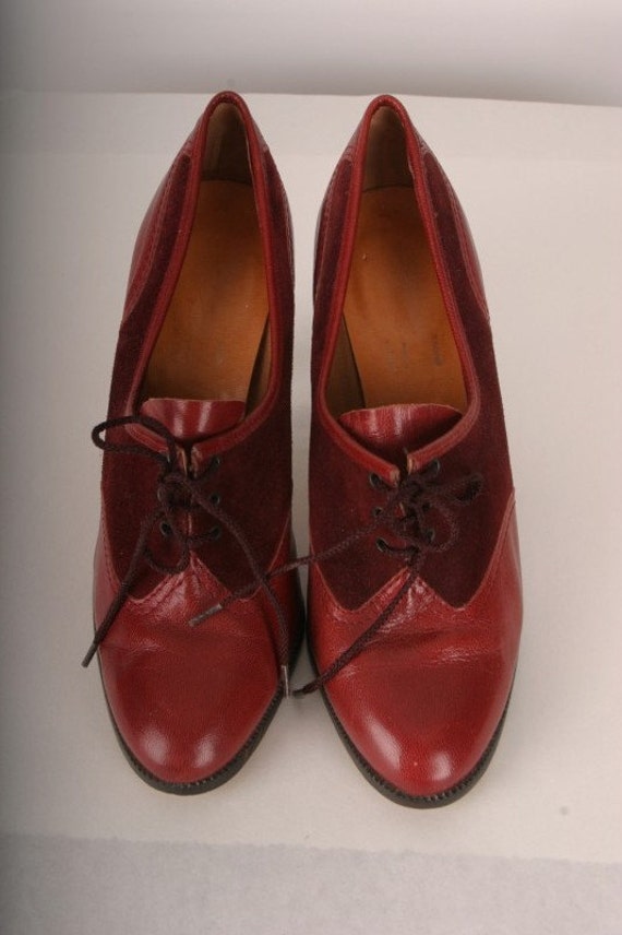 red oxford pumps