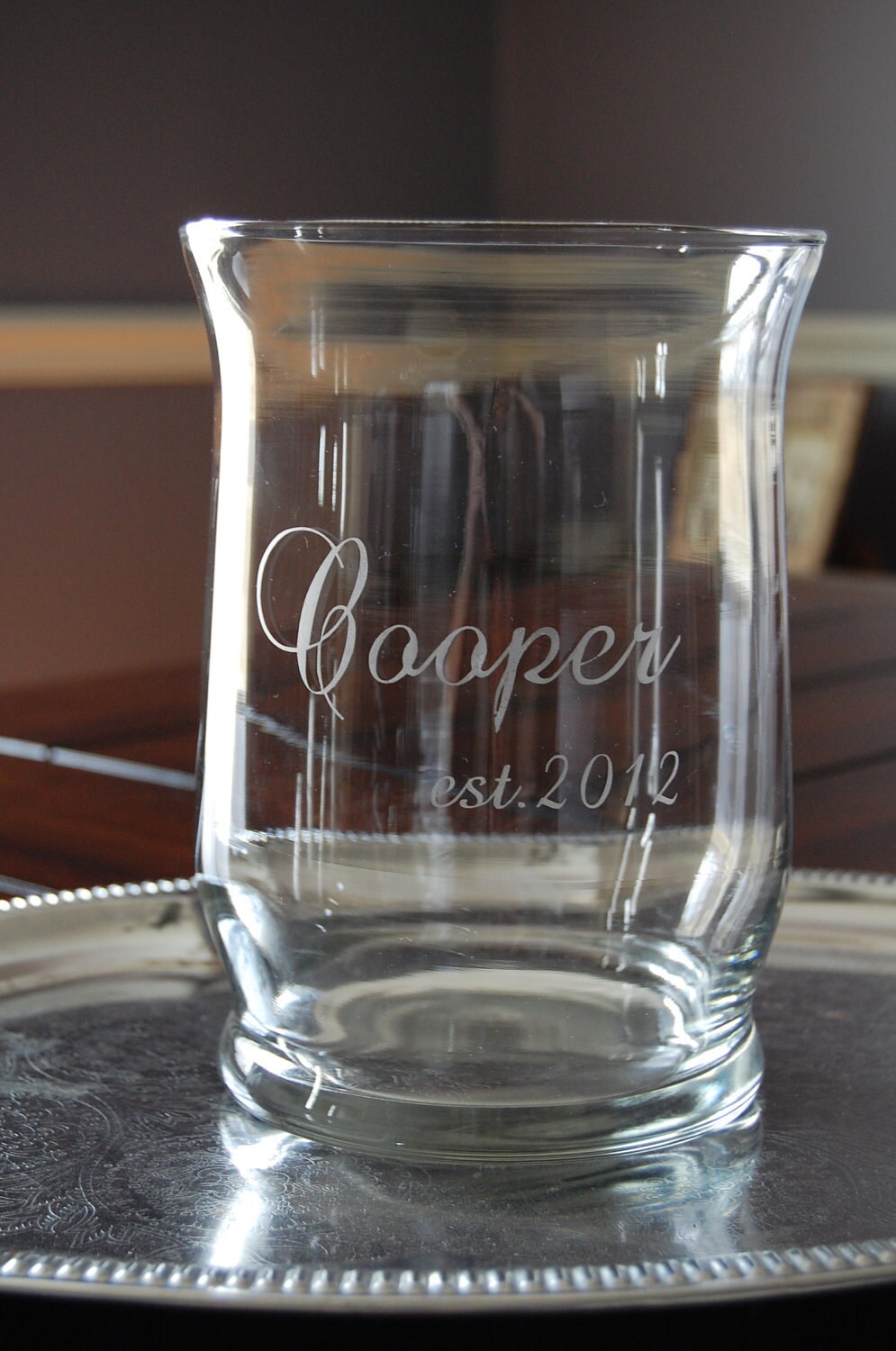 Unity Candle Holder / Hurricane Vase Name & by thefancypigeon