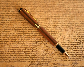Rollerball Pen with Macassar Ebony Wood, Mont Blanc Black Ink