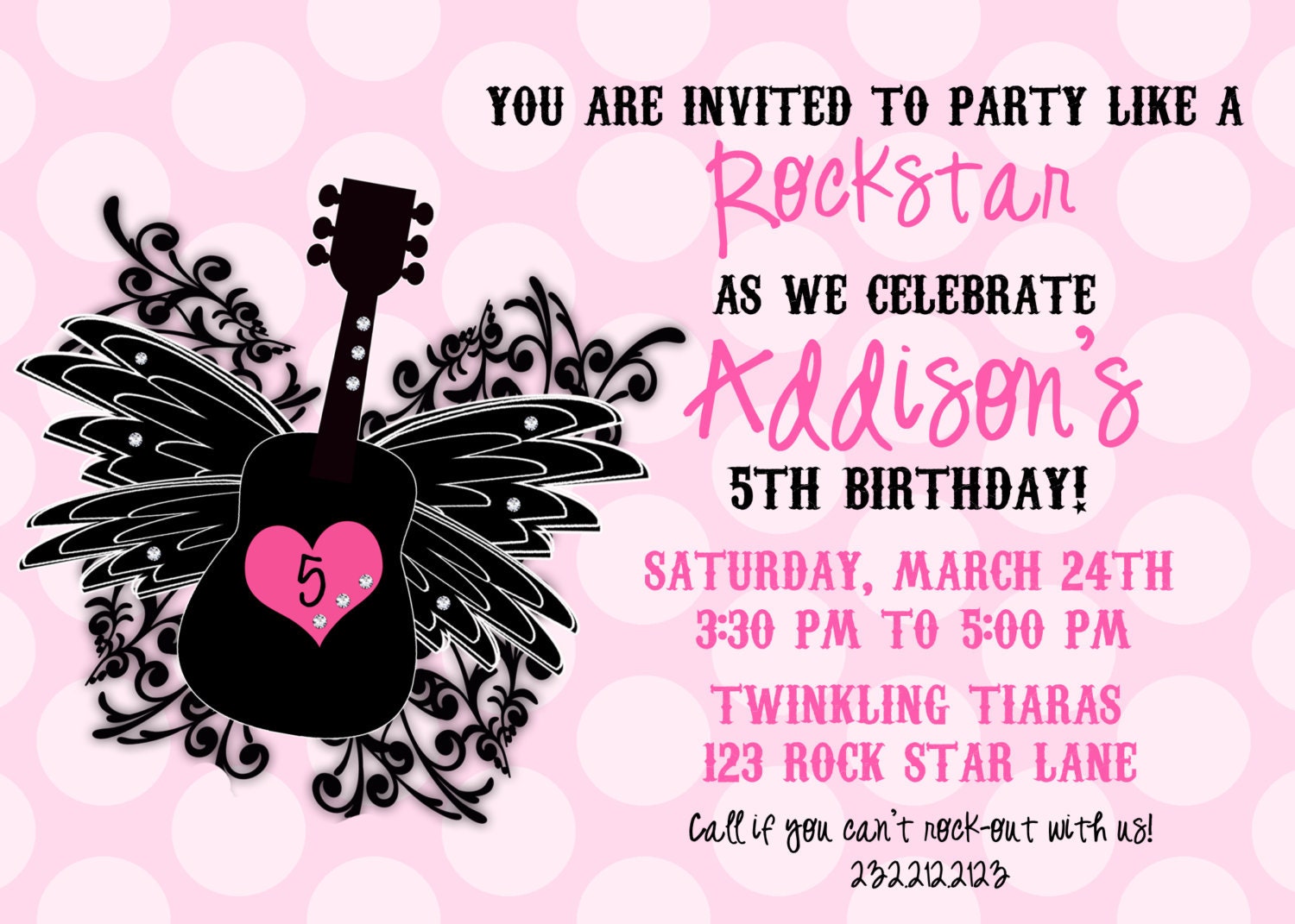 Rock Star Girls Birthday Party Invitation Rd B C Cd F B C Cd C A Imtzy ...