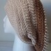 Striped Crochet Slouchy Beret/Hat - Adult Size Large - Chocolate Almond Color