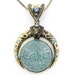 Vintage Gold-tone Blue/Bluish Round Resin Stone Crystal Pendant NECKLACE