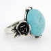 New Silver-tone Floral Natural Turquoise Stone Ring,Sz.7