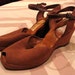 Vintage 1940s Suede Wedgie Peep Toe Shoes