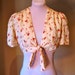 Vintage 1970s does 40s Bolero Top with Front Ties - 'Red Ducks' pattern