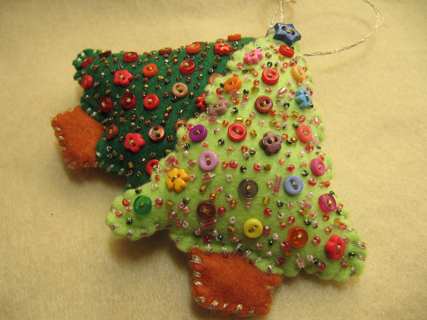 beaded felt christmas ornaments