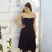 80s - Little Black Dress "Gilda", strapless, pleated, (Size S)