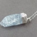 Aqua Crystal Necklace with Sterling Silver Cap on Sterling Silver Chain OOAK