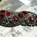 Antique blood red rhinestone brooch for recycle or repair,vintage pin