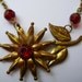Vintage brass daisy brooch repurposed in to necklace,distressed,patina
