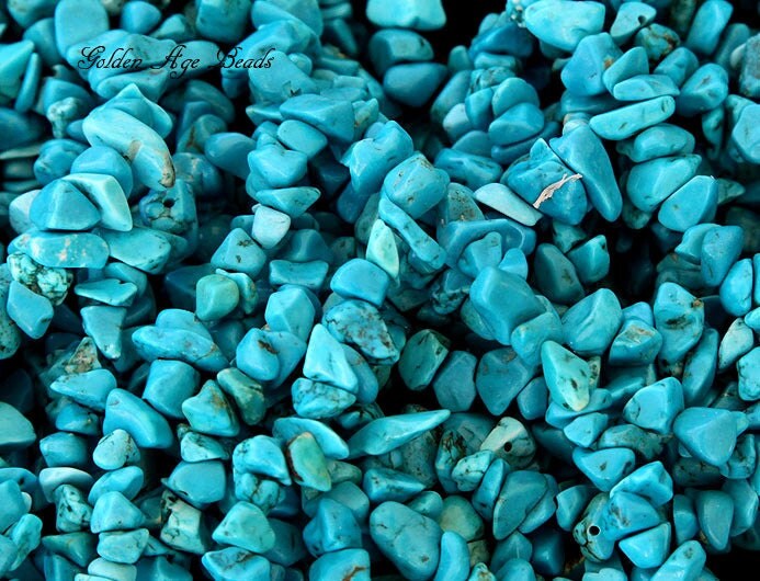 Howlite Turquoise Chips Teal 36 inch Strand eGCAT005M