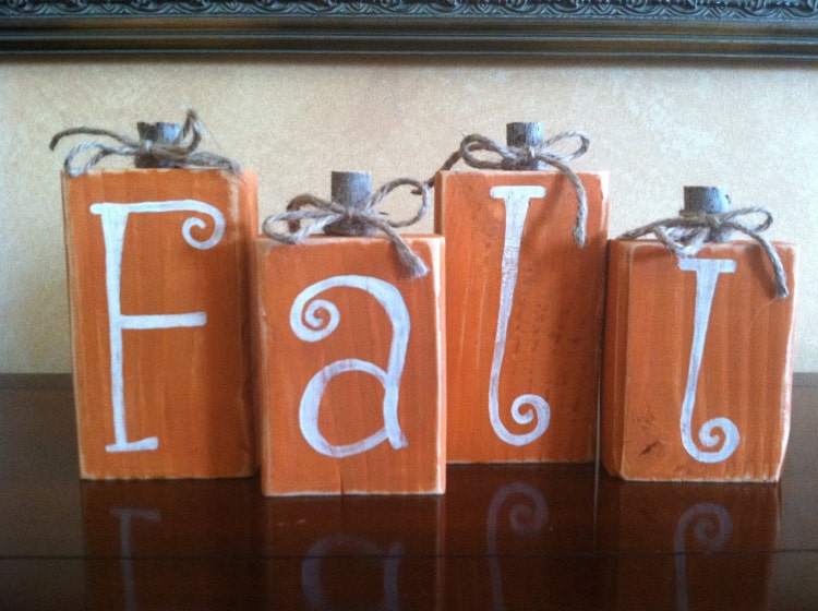 Wood Fall Pumpkin Block set Seasonal Home by WoodnExpressions