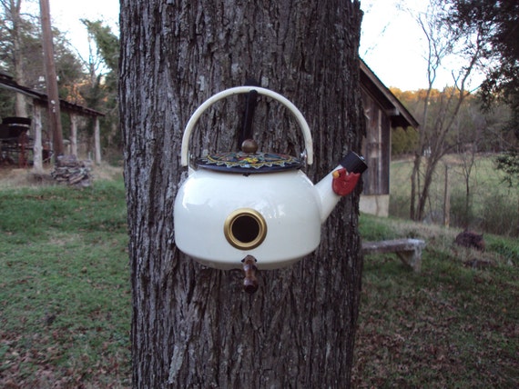 OOAK Birdhouse made from found/recycled items including a