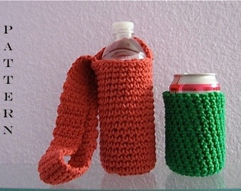 Crochet Pattern Water Bottle and Can Cozies Digital Download