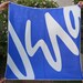 Vintage Vera Signature Scarf in Cobalt Blue and White All Silk 30x30