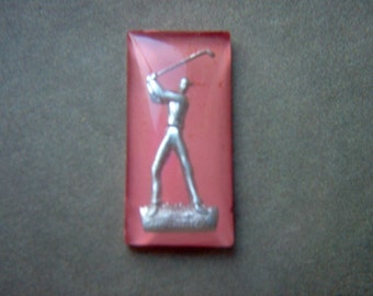 Vintage Glass Intaglio of Stylized Golfer # NN 16