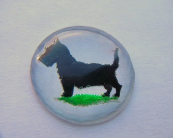 Rare Vintage Glass Large Intaglio of Scottie Dog