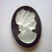 Lg. Vintage Glass Black Frosted White Cameo