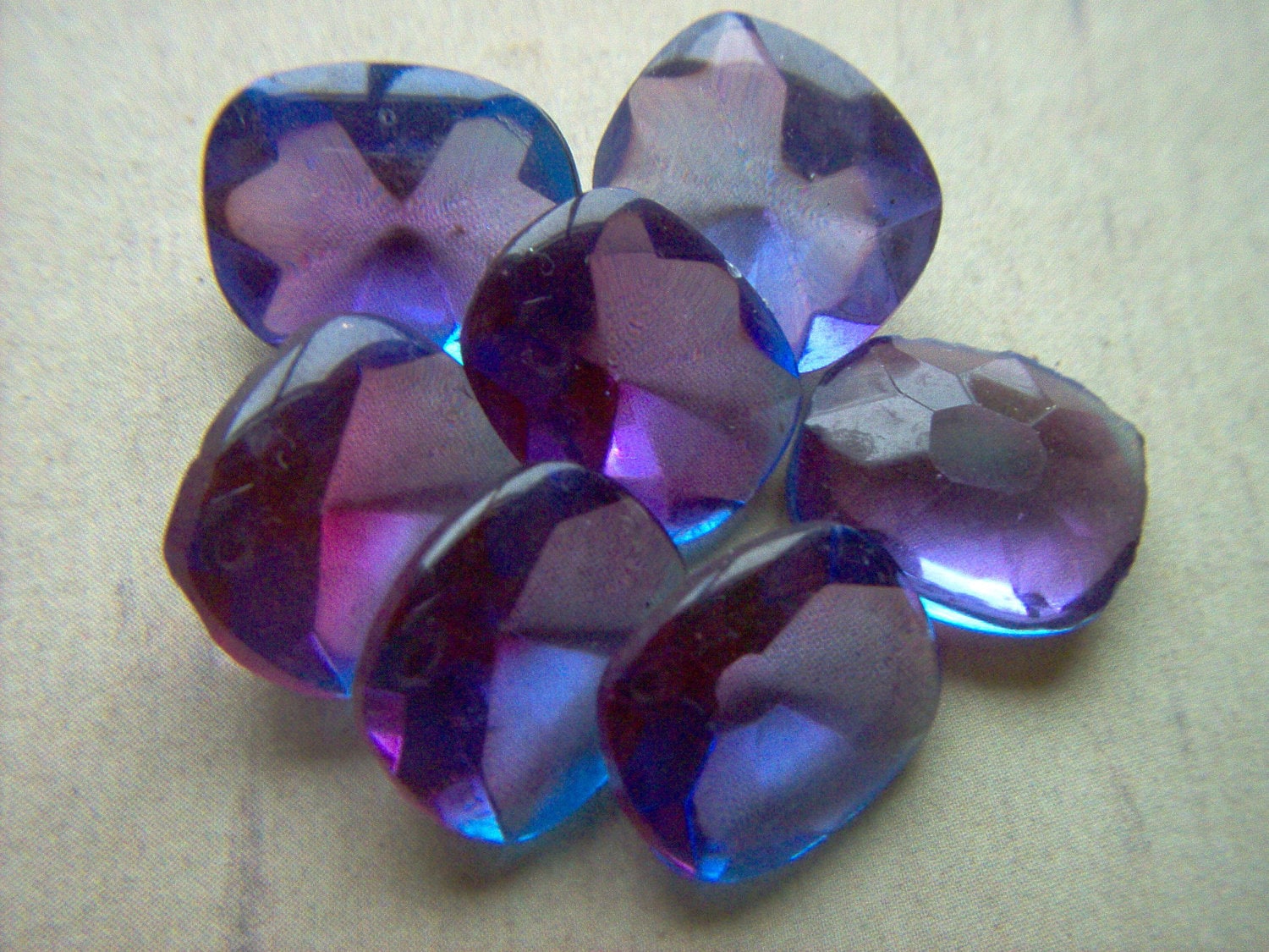 Vintage Purple and Blue Glass Stone x 8 Z 12